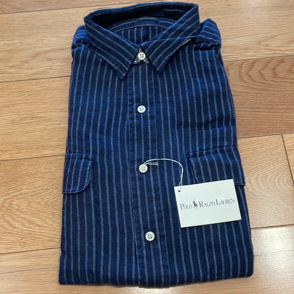 Vintage Polo Ralph Lauren Striped Long Sleeve Linen Shirt